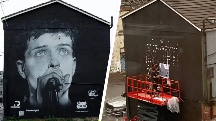 Taparon con publicidad el mural de Ian Curtis y explotó la polémica