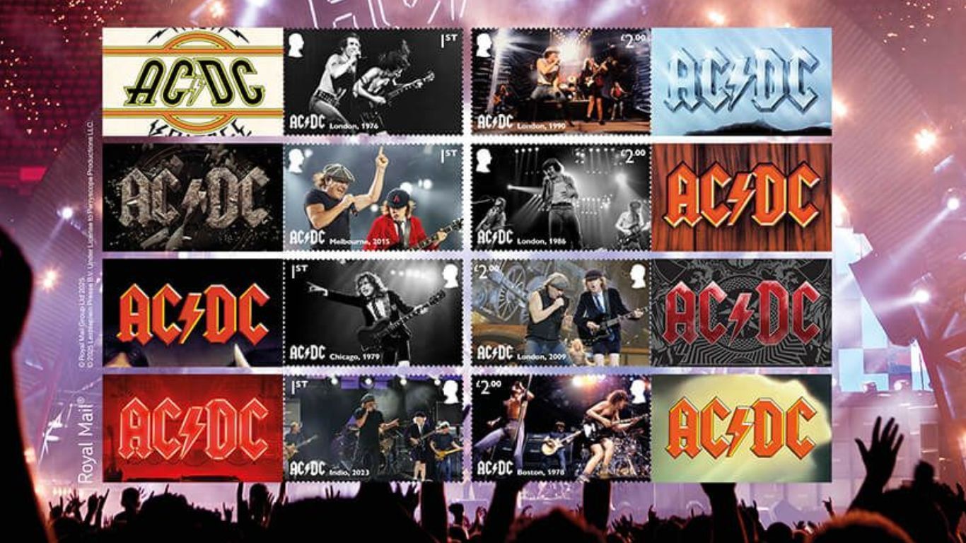 El Correo británico lanzó una colección de estampillas de AC/DC