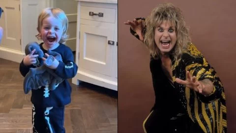 El nieto de Ozzy Osbourne le arranca la cabeza a un murciélago de juguete